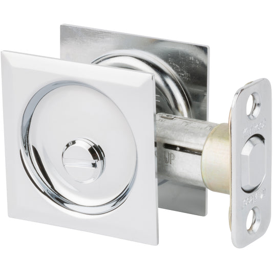 335x26 Square Pocket Door Lock Privacy - Polished Chrome