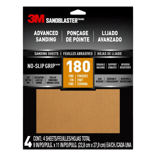 3M Sandblaster 11 in. L X 9 in. W 180 Grit Ceramic Sandpaper 4 pk