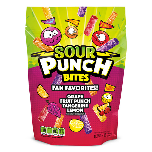 Sour Punch Bites Assorted Candy 9 oz (Pack of 12)
