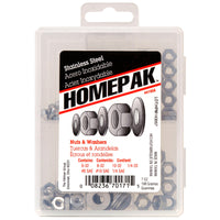Homepak Assorted in. Stainless Steel SAE Nuts and Washers Kit 100 pc.