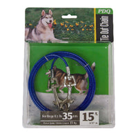 PDQ Blue / Silver Tie-Out Vinyl Coated Cable Dog Tie Out Medium