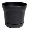 Bloem Saturn 6.5 in. H X 7 in. D Plastic Flower Pot Black