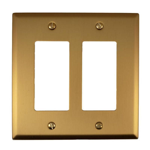 Placa de pared decorativa de acero estampado Amerelle Oxford dorado cepillado, de 2 módulos (paquete de 1)