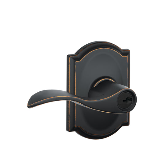 Schlage Accent Aged Bronze Keyed Entry Lever 1-3/4 in.