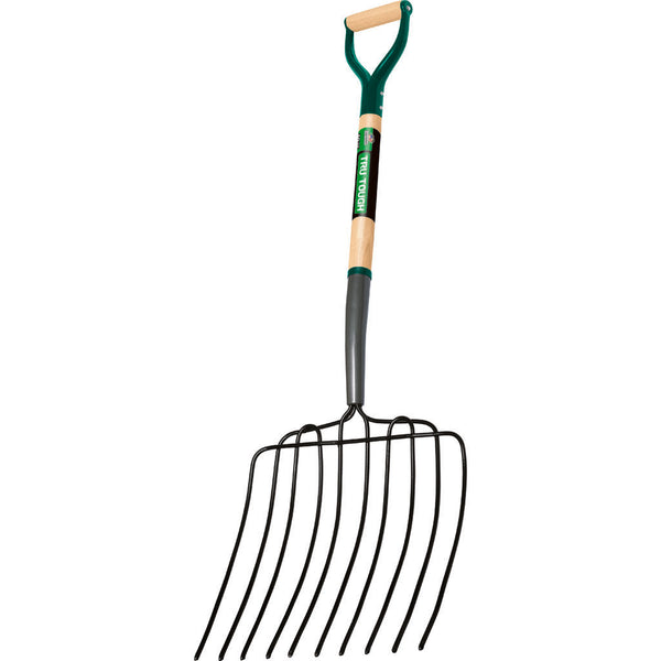 Tru Tough 10 Tine Welded Manure and Bedding Fork with D Grip Ash Wood Handle 30 in