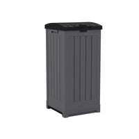 Suncast Trash Hideaway Peppercorn Resin 39 gal. Capacity Rectangle Trash Can 35 Hx16.5 Wx16.75 D in.