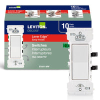 Leviton Decora Edge 15 amps Single Pole Rocker Switch White 10 pk - Deal of The Week