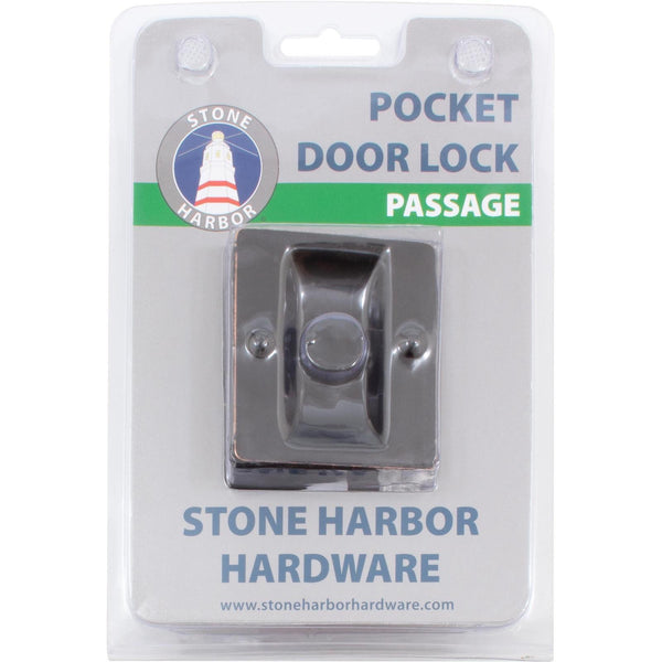 Premium Square Pocket Door Lock, Passage (Hall/Closet) Latch, Clear Pack, Vintage Bronze by Stone Harbor Hardware