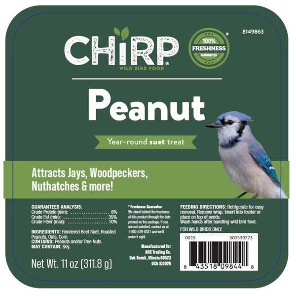 Chirp Peanut Suet Peanut Suet 11 oz (Pack of 12)