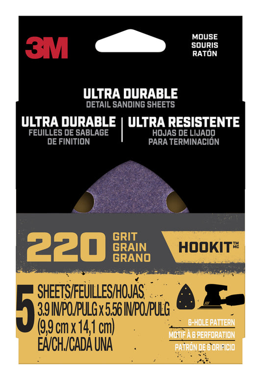 3M Ultra Durable 3.9 in. L x 5.6 in. W 220 Grit Ceramic Mouse Sandpaper 5 pk