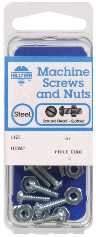 Hillman No. 1/4-20 x 1 in. L Slotted Round Head Zinc-Plated Steel Machine Screws 6 pk (Pack of 10)