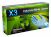 X3 Nitrile Disposable Gloves Large Blue Powder Free 100 pk
