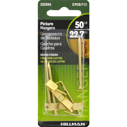 Hillman AnchorWire Brass-Plated Gold Conventional Picture Hanger 50 lb. 3 pk (Pack of 10)