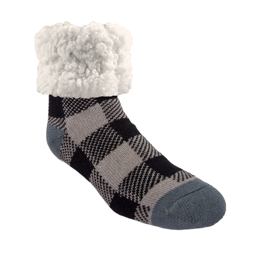 Pudus Unisex Lumberjack One Size Fits Most Slipper Socks Gray (Pack of 3)