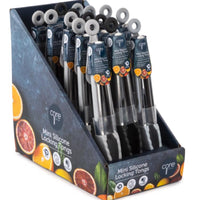 Core Kitchen Silver Silicone/Stainless Steel Mini Locking Tong Set (Pack of 15)