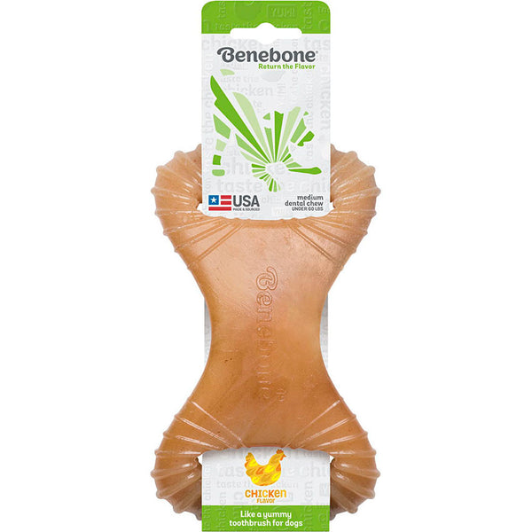 Benebone Dental Chew Dog Toy Chicken Flavor Medium Durable Nylon for Dogs Under 60 lbs