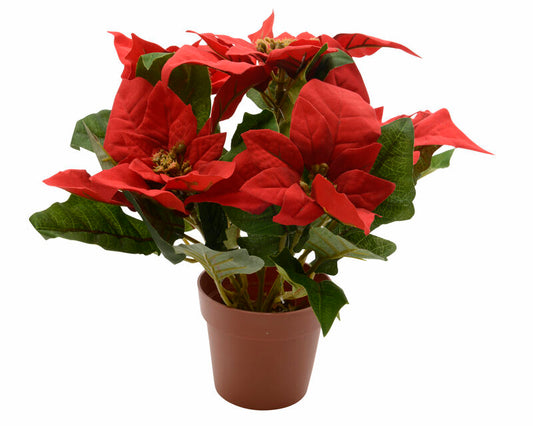 Decoris Potted Poinsettia Christmas Decoration Red Silk 1 pk (Pack of 12)