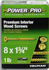 Hillman Power Pro No. 8 X 1-3/4 in. L Star Yellow Zinc Wood Screws 1 lb 175 pk