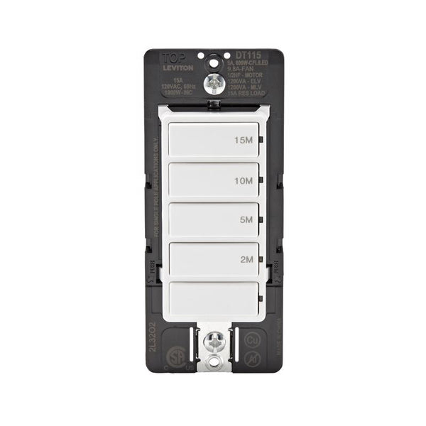 Temporizador de interruptor de pared para interiores Leviton Decora, 120 V, blanco