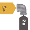 BK Products 3/4 in. FPT x 1/2 in. Dia. FPT Black Malleable Iron Reducing Elbow (Pack of 5)