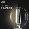 Feit White Filament G16.5 E26 (Medium) Filament LED Bulb Soft White 40 Watt Equivalence 2 pk
