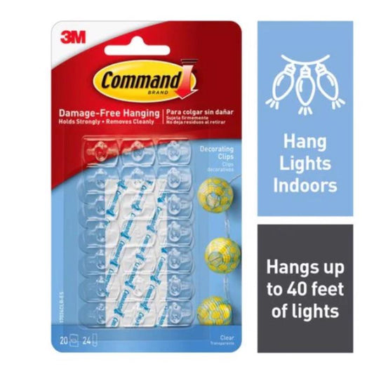 Command Strips 17026CLR-40ES Mini Clear Decorating Clips With CommandÎ“Ã¤Ã³ Adhesive Strips (Pack of 4)