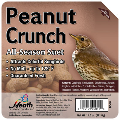 Heath Peanut Crunch Songbird Suet Beef Suet 11 oz. (Pack of 12)