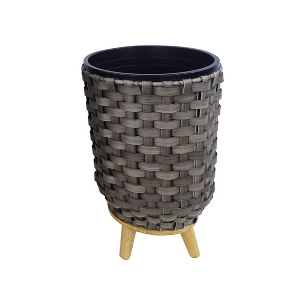 Cesta de mimbre plástica para plantas Alpine de 13 pulgadas de alto x 10 pulgadas de ancho x 10 pulgadas de profundidad, color gris