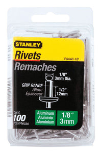 Stanley 1/8 in. D X 1/2 in. Aluminum Blind Rivets Silver 100 pk