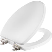 Mayfair Slow Close Elongated White Molded Wood Toilet Seat