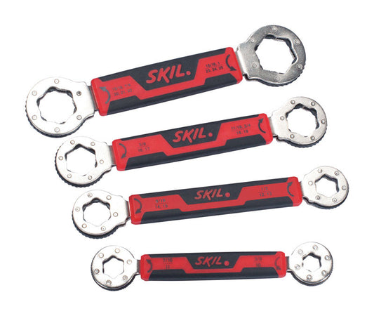 Skill Secure Grip Steel Black/Red 6-Point Metric Box End Self Adjustable Wrench Set