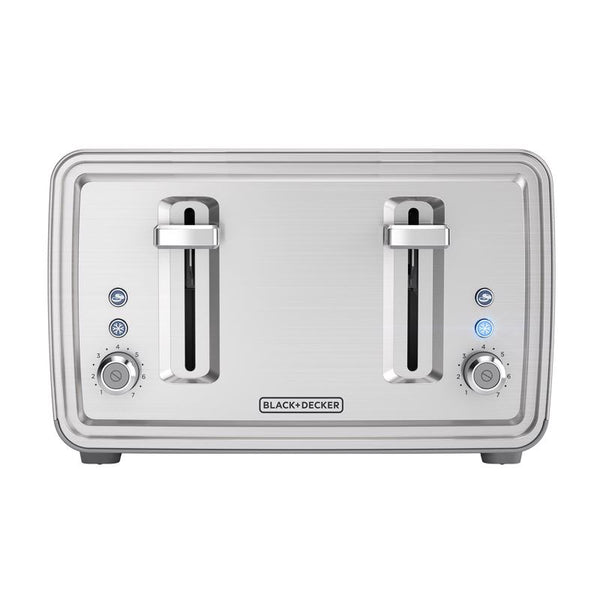 Tostadora Black+Decker de acero inoxidable plateada de 4 ranuras 7.6 in de alto X 11.8 in de ancho X 10.6 in de profundidad