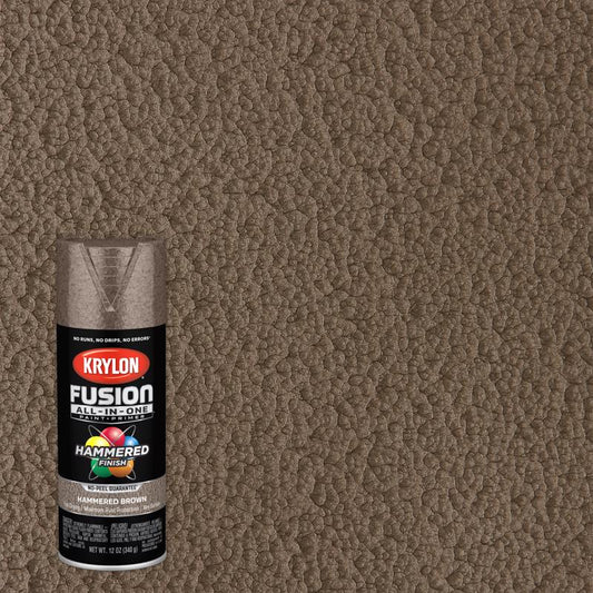 Krylon Fusion All-In-One Hammered Brown Paint + Primer Spray Paint 12 oz (Pack of 6).