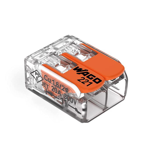 Conector de cable de palanca de 2 puertos serie WAGO 221, paquete de 50