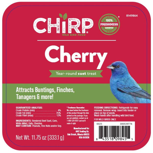 Chirp Cherry Suet Cherry Suet 11.75 oz (Pack of 12)