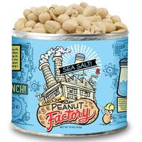 1 in 6 Snacks Carolina Peanut Factory Gourmet Sea Salt Peanuts 10 oz Can (Pack of 6)