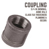 BK Products 3/4 in. FPT x 3/4 in. Dia. FPT Black Malleable Iron Coupling (Pack of 5)
