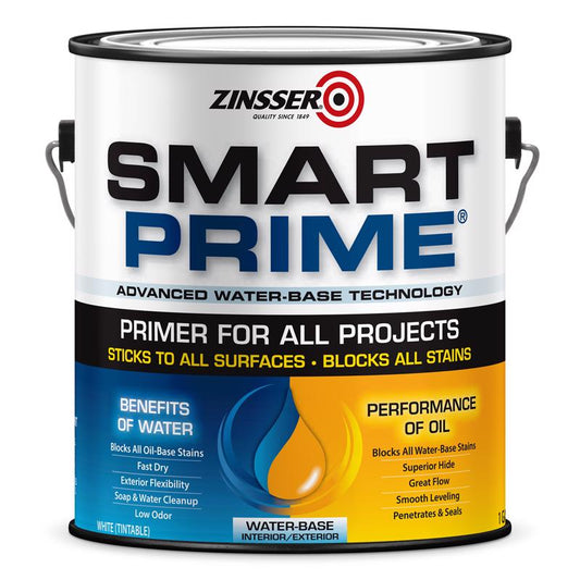 Zinsser Smart Prime White Smooth Water-Based Acrylic Primer 1 gal. (Pack of 2)
