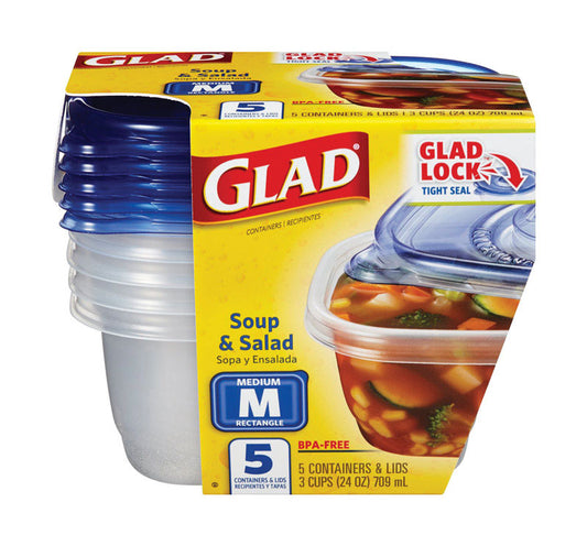 Glad 24 oz Clear Food Storage Container 5 pk