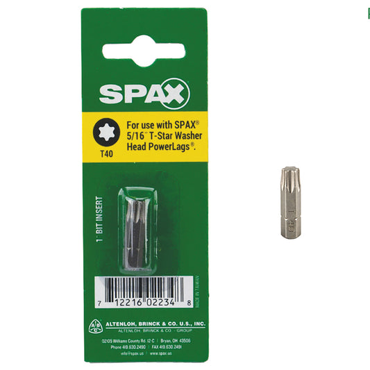 Spax T-Star Washer T40  S X 1 in. L Driver Bit Steel 1 pc (Pack of 10)
