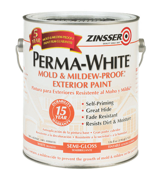 Zinsser Perma-White White Mold and Mildew-Proof Paint Outdoor 1 gal. (Pack of 4)