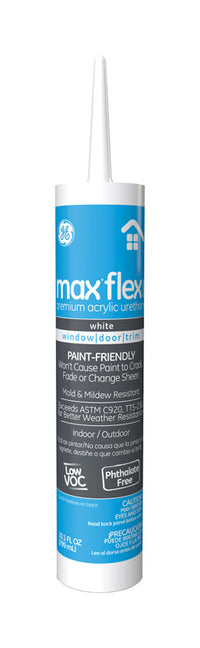 GE Max Flex White Siliconized Acrylic Caulk 10.1 oz.