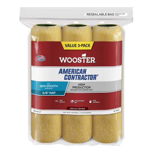 Wooster American Contractor Knit 3/8 in. x 9 in. W Regular Paint Roller Cover 3 pk
