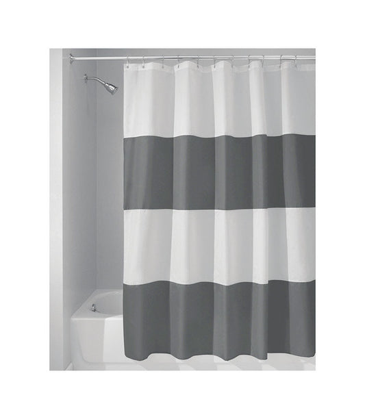 InterDesign 72 in. H x 72 in. W Gray/White Stripes Shower Curtain Polyester (Pack of 2)