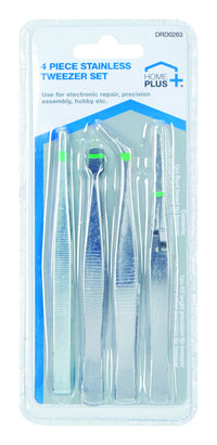 Home Plus Silver Tweezers 4 pk (Pack of 24)