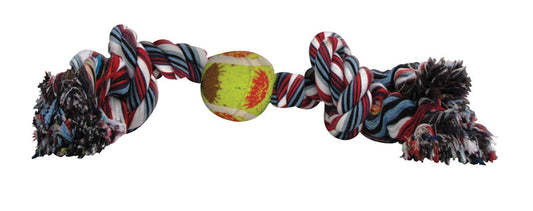 Boss Pet Digger's Multicolored Cotton Rope with Tennis Ball Rope with Tennis Ball Dog Toy Large 1 pk