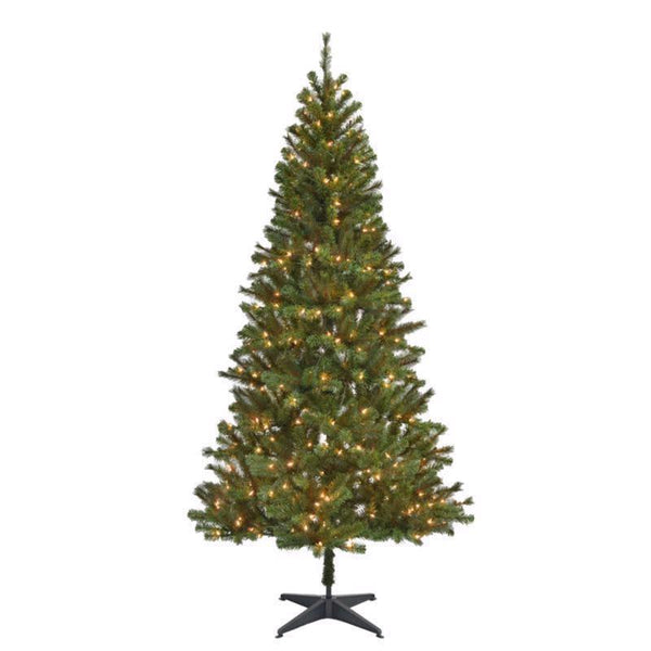 Árbol de Navidad de abeto perenne de 7,5 pies, delgado, con luces LED brillantes para 1 o 2 árboles, 300 unidades, que cambia de color