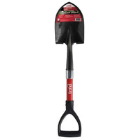 Bond Mini Round Point Shovel Fiberglass D Handle Black/Red 24 in | Durable Compact Digging Shovel for Garden & Outdoor Use
