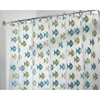 InterDesign 72 in. H x 72 in. W Blue/Green Fish Shower Curtain Vinyl (Pack of 2)