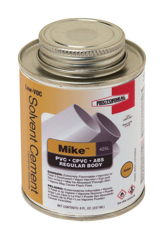 Rectorseal Mike Amber Multi-Purpose Solvent Cement For ABS/CPVC/PVC 8 oz